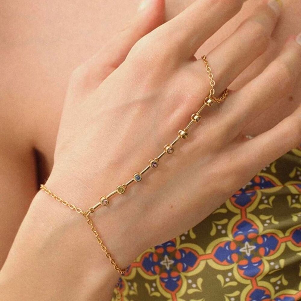 multicolor gem hand chain D15